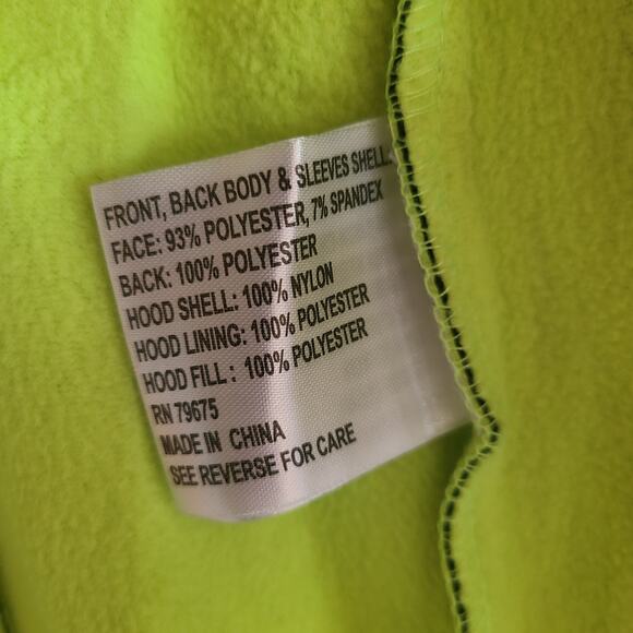 Michael Kors Black Neon Yellow Rain Jacket Quilted Puffer Hood Zip Reflective S - Picture 4 of 4